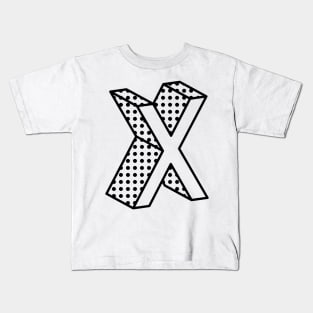 3D Ben Day Dot Isometric Letter X Kids T-Shirt